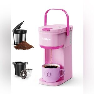 New! Single Serve 6 to 12 Oz Brew One Cup Coffee Maker w/ Portable Handle, Pink